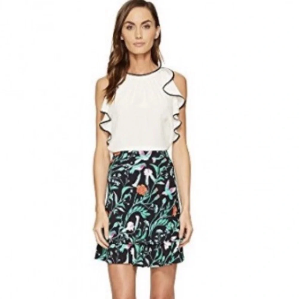 Kate Spade Jardin tiered floral hummingbird skirt 2